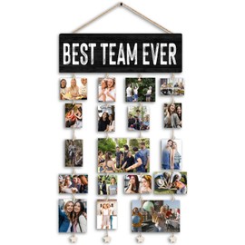 Lacama Inspirational Wall Art Decor for Office，Vision Board Office Decor,Team Gift,Best Team Ever Vintage Style Wood Hanging Photo Display Wall Hanging Picture Frames,Picture Board for Collage Photos