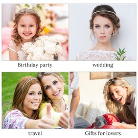 4 Pcs Silver Rhinestone Headbands for Women, Flower Leaf Tiara Crown Head Band Wedding Hair Accessories for Women Girls (Style B, One Size)