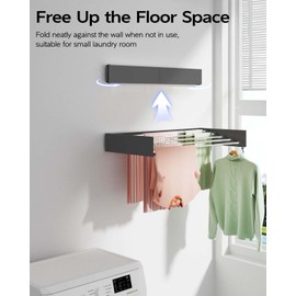 Vikaqi Wall Mounted Clothes Drying Rack 32", Foldable Wall Mount Laundry Drying Rack Folding Indoor, Drying Rack Clothing Collapsible, Towel Rack