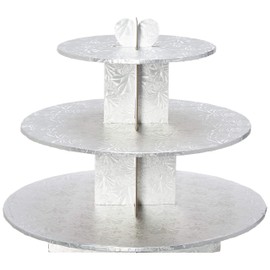 Enjay Cupcake Stand, 8.5 by 12.5 by 14.5-Inch, Silver