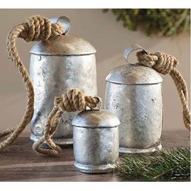 Christmas Cow Bells Harmony Giant Cow Bells Vintage Christmas Decoration Bell Silver Wall Hanging Bell Country Style Rustic Bell for Tree Door Decor Set of 3 (4", 5",8")