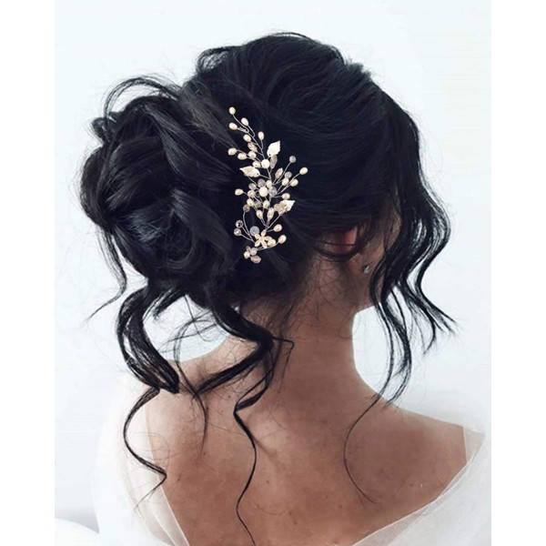 Unicra Bride Wedding Hair Vine Silver Pearl Headpiece Bridal Hair Accessories for Women and Girls