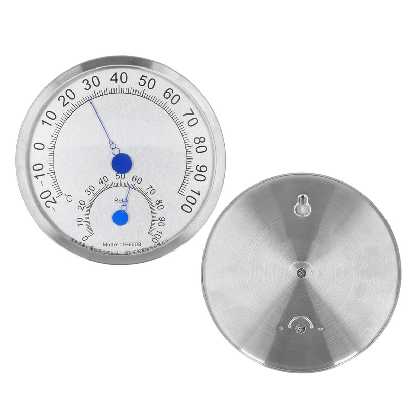 Stainless Steel Round Thermometer Outdoor Thermometer Hygrometer Waterproof Large Weather