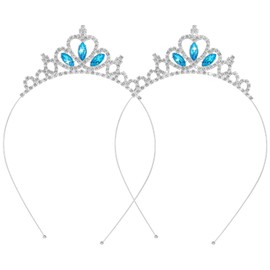 Abeillo Pack of 2 Girls Rhinestone Crown, Princess Tiara Crown, Women's Heart Shape Girls Crystal Tiara, Rhinestone Wedding Crown, Bridal Headband for Women, Girls, Jewellery, Birthday, Wedding,
