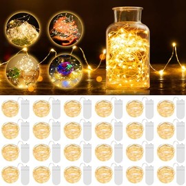 JSXing Cadena de Luces 24 piezas,200CM 20LED Guirnalda de Luces, Luces Led para Fiesta para DIY Bodas, Fiestas, Luces Decorativas Navideñas,Luz cálida