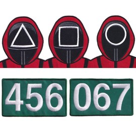 OYSTERBOY 5Pcs Well Made Quality Threads Embroidered Decorative Applique Iron/Sew On Patch Korea TV Drama Game Mask Symbols Player 456 067 for Jackets Clothing Cosplay Costume DIY Gifts