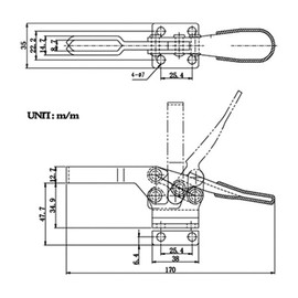 HHIP 3900-0380 Horizontal U-Bar Flanged Base Toggle Clamp 500 lb. Capacity