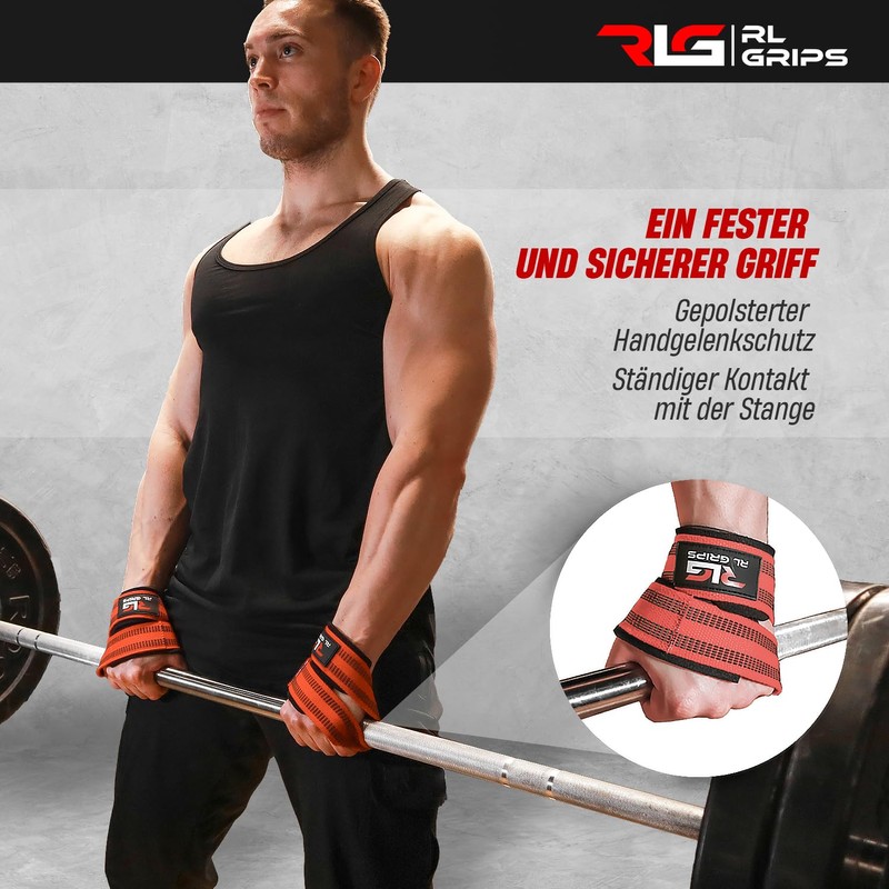 RL Grips™ Straps 8 for Professional Weightlifting and Powerlifting -