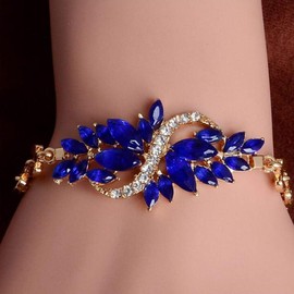 YERTTER - Pulsera de estilo retro para mujer, ajustable, con diamantes de imitación, para fiestas, bailes de graduación, vacaciones (azul)