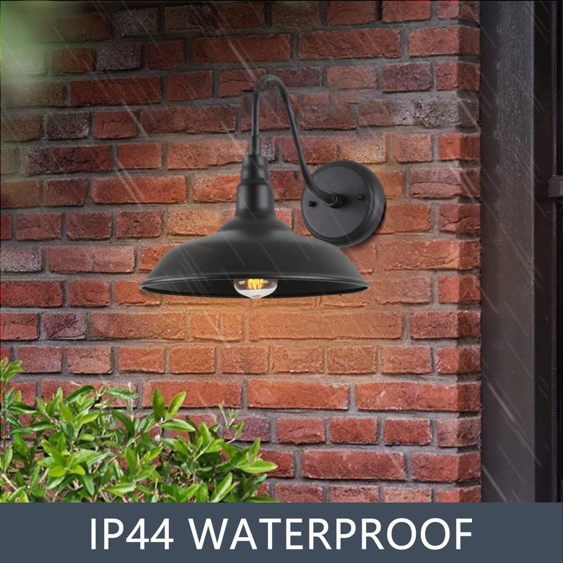 GOALPLUS Black Gooseneck Barn Light for Farmhouse 10 Inch Dome