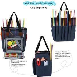 Looen Yarn Knitting Storage Tote-Large Capacity Crochet Organizer Portable Travel Bag With Shoulder Strap Crochet Hooks Case for Unfinished Bulk Project