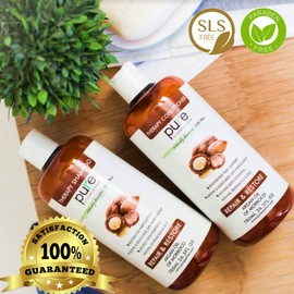 PURE Shampoo and Conditioner Set, HUGE 26.5 oz. Each Extra Strength Formula with Keratin & Dead Sea Minerals, Moisturizes Dry & Damaged Hair (Argan Oil Shampoo & Conditioner)