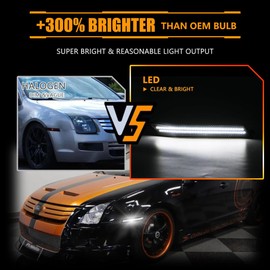 OFFKAT Front Fender LED Side Marker Lights for Fo-rd Fusion 2006-2009, Fusion Smoked Lens Side Bumper Marker Lamps, [Ultra-Bright] White LED Side Markers Turn Signal Lights, 2 PCS