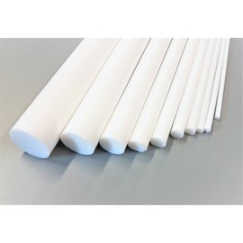Plastic PTFE Teflon White Round Rod 4, 5, 6, 8, 10, 30 mm Dia, Various Lengths (8mm, 100mm)