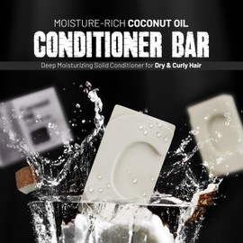 Herbishh Coconut Oil Conditioner Bar, Deep Moisturizing Solid Conditioner Soap for Dry & Curly Hair, Vegan Bar for Women & Men, Nourishes & Restores Damaged Hair for Less Breakage Sulfate Free 3.53 oz