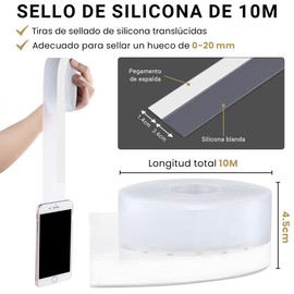 SYNMORE 10M Guardapolvo para Puertas y Ventanas, Tira de Sellado Autoadhesivo de Silicona, Burlete Cubrepolvo para Puertas, Cinta Selladora para Puertas Exteriores, Protección contra Polvo