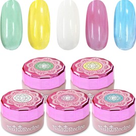 NailRecipe Nail Gel Nail Color Gel 5 Color Set, Coloring, Cute Like Flowers (Aqua F1-5)