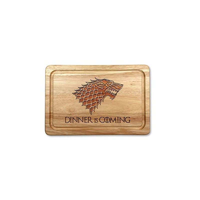 Dinner is Coming Hardwood Wooden Chopping Board 30 x 20cm