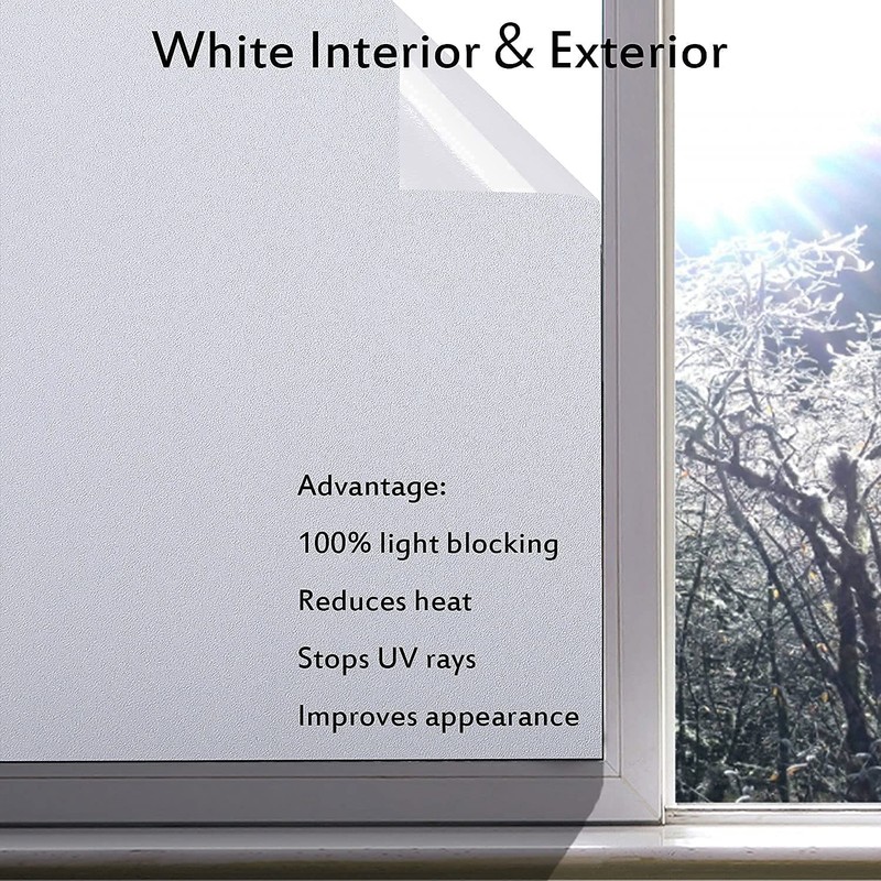 Blackout Window Films, White Sides 100% Light Blocking Window Cover