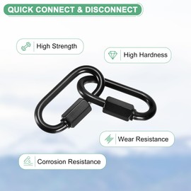 M METERXITY 6-Pack Chain Quick Links, M4 Electroplated Iron 1.73 Inch Heavy Chain Connector Link for Traveling Equipment/Hiking/Hammock Hanging, 33Lbs Weight Capacity Screw Locking Clips