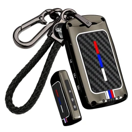 ontto 3-Button Key Cover Fit for Mazda 3 Hatchback Carbon Pattern Key Fob Case Fit for Mazda 6 CX-5 CX-50 CX-3 CX-30 CX-9 CX-90 2020-2024,Antiscratched Key Housing with Keychain,Black