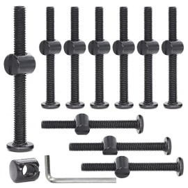 cSeao 10-Pack M6 60mm Black Socket Cap Screws Barrel Nuts Set for Furniture Crib Chairs