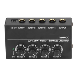 4 Channel Mixer  Black Ultra Low Noise 4 Channel Compact Mixer for Guitars Bass Keyboards