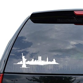 DiamondCutStickerz New York City Skyline Twin Towers Decal Sticker Car Truck Motorcycle Window Bumper Laptop Wall Decor - Size (22 inch / 56 cm Wide) - Color (Gloss RED)