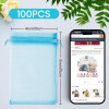 100pcs Azul Bolsas Lote De Bolsa Regalo De Organza 10*15cm