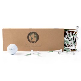 Green Swing 70mm White & Green Bamboo Golf Tees 30pcs 50pcs or 100pcs | Get The Perfect Height Everytime | Fully Recyclable Slide Box Packaging (100pcs)