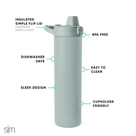 Simple Modern Filtered Water Bottle | Insulated Stainless-Steel Carbon Filter Travel Water Bottles | Reusable for Clean Drinking Water On The Go | 24oz, Sea Glass Sage