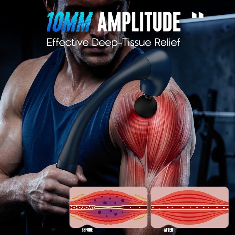 Massage Gun with Upgraded Extension Handle, 10MM Massage Gun Deep