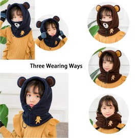 Kids Balaclava Hat Boys Girls Winter Warm Hat Scarf and Neck Warmer Set Fleece Balaclava Ski Hat Cycling Hat Windproof Thermal Neck Snood Adjustable Headwear for Indoors Outdoor Sports, Aged 5-13