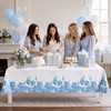 3 Pack Blue Floral Disposable Plastic Tablecloths, 54 x 108