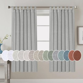 Living Room Linen Curtains Home Decorative Tab Top Curtains Privacy Added Energy Saving Light Filtering Window Treatments Draperies for Bedroom