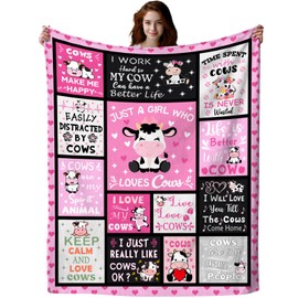 Cow Blanket Gifts for Women Stuff Cow Print Blankets and Throws Soft Cows Plush Warm Fleece Bedding Cow Gifts for Women Girls Kids Adults Cow Lovers Birthday Decorations 50"X40"