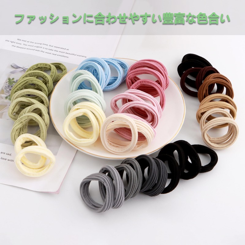 柔らかいコットン素材のヘアゴム 10本セット 可愛いパステルカラー 伸縮性良好 髪に優しい 痕跡がつきにくい 日常使用に最適 滑り止め 様々な髪質に対応 (ピンク系)