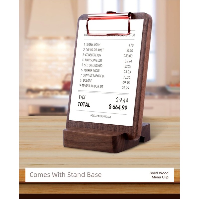 Mini Clipboard Set with Base - Hardwood Walnut Material, Portable