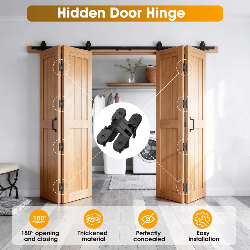 Mdkave Invisible Hinges for Cabinet Doors,Completely 180° Hidden Hinges,Concealed Door