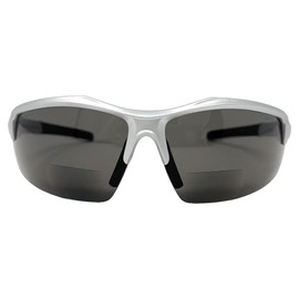 Incredible Bargains The Omega Bifocal Sun Reader Sport & Wrap-Around Safety Reading Sunglasses, + 2.00 Silver