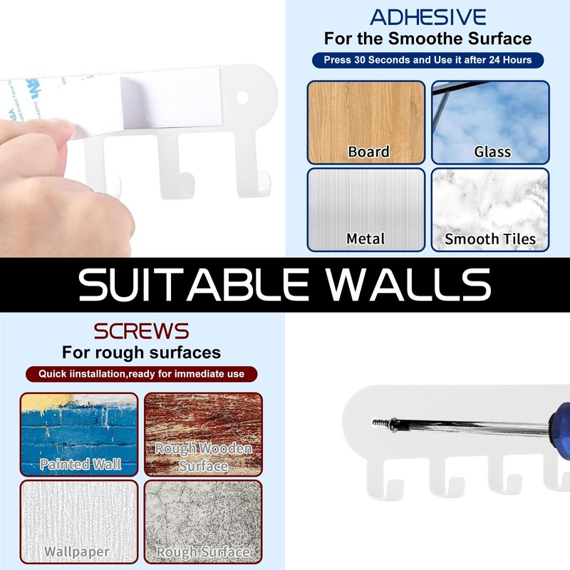 Suzurana 2 Pack Key Holder for Wall,Key Hooks with 8