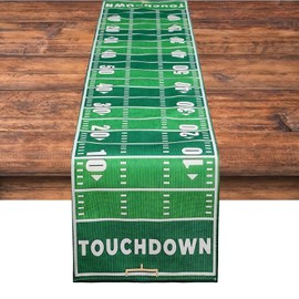 American Football Court Table Runner, Linen Touch Down Game Day Tablecloth Football Field Table Runner Foot Ball Party Decorations for Home Kitchen Dining Decor Family Holiday