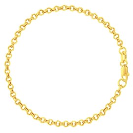 Ritastephens 10k Solid Yellow Gold Rolo Chain Ankle Anklet 11 Inches