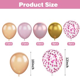 Pink Gold Balloons, 60Pcs Pink and Gold Birthday Balloons, Metallic Pink and Gold Balloons and Pink Confetti Balloons, Pink Gold Balloons for Girls Baby Shower Party,Wedding, Birthday Party Supplies