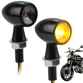 EXLECO 2pcs LED Motorcycle Indicator DC 12V Stainless Steel Mini Indicator IP65 Waterproof M8 Universal LED Indicator Motorcycle Rear Indicator Light Side Indicator Light for Motocross Moped E Scooter