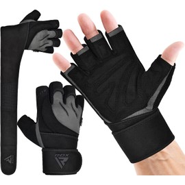 RDX WGM-L4 Training Gloves, Improved Grip, Muscle Training Gloves, Wrist Strap, Weightlifting, Gym Gloves, Protection, Men's, Women's, Genuine Japanese Product (L, Gray)