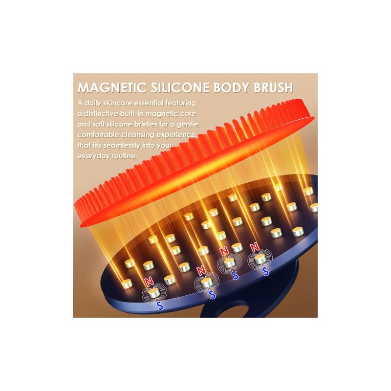 Innerneed Limpiador Corporal Magnético Silicona Cepillo Higiénico Ducha Color Rojo