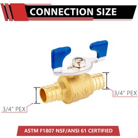 EFIELD Shut Off Ball Valve 3/4-inch Barb Crimp Pex Full Port For Hot and Cold, Potable Water With Butterfly Level, (3/4-inch)
