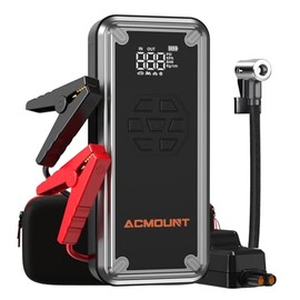 Acmount W160 Arrancador de Batería con Compresor de Aire, 5000A Portátil (9L Gasolina/8L diésel), Inflador de Llantas 150PSI, Kit de Emergencia Vehicular, Regalo para Hombre (Plateado)