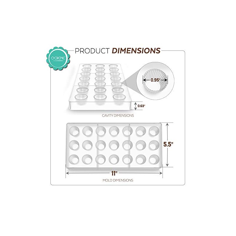 O'Creme Clear Polycarbonate Chocolate Mold Transparent Jelly Candy Mold -